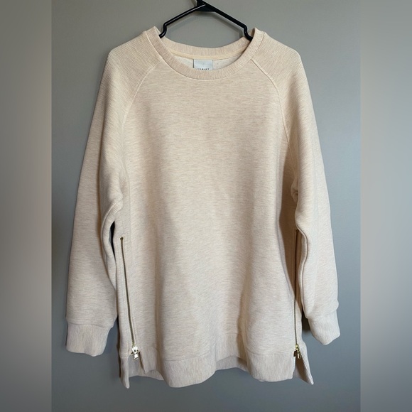 Varley Manning Crewneck Sweatshirt Ribbed Side Zippers Longline Relaxed Size L - Picture 5 of 14